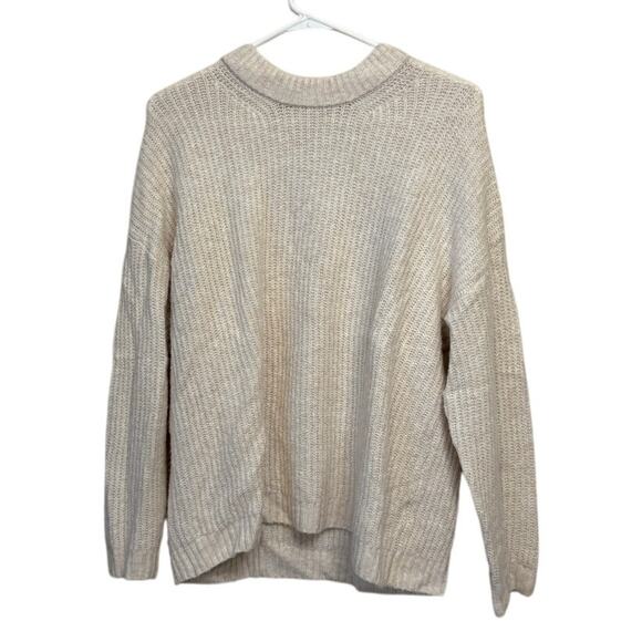 American Eagle Oversized Fit Crew Neck Pullover Sweater Cable Knit Beige Size XS - Picture 1 of 7